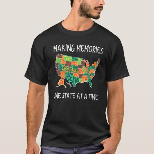 Amerikaanse reiskaart 50 staten t-shirt (Voorkant)