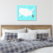 Amerikaanse reiskaart canvas afdruk (Insitu (Slaapkamer))