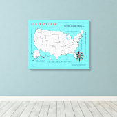 Amerikaanse reiskaart canvas afdruk (Insitu (Houten vloer))