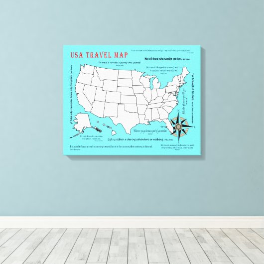 Amerikaanse reiskaart canvas afdruk (Insitu (Houten vloer))