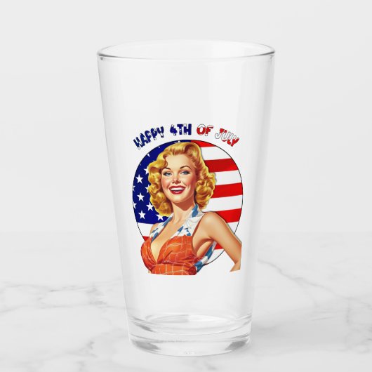 Amerikaanse Retro Pin-Up Girl Art Glas (Voorkant)