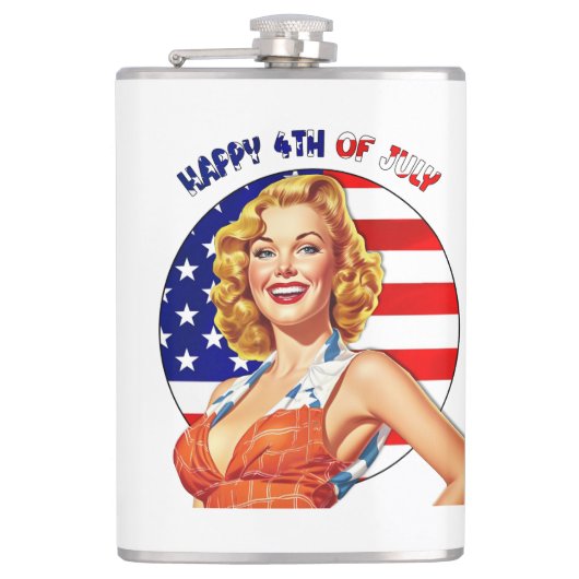 Amerikaanse Retro Pin-Up Girl Art Heupfles (Voorkant)