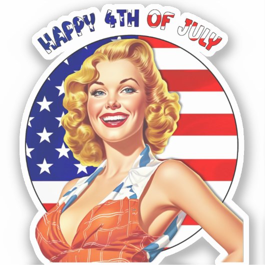 Amerikaanse Retro Pin-Up Girl Art Sticker (Voorkant)