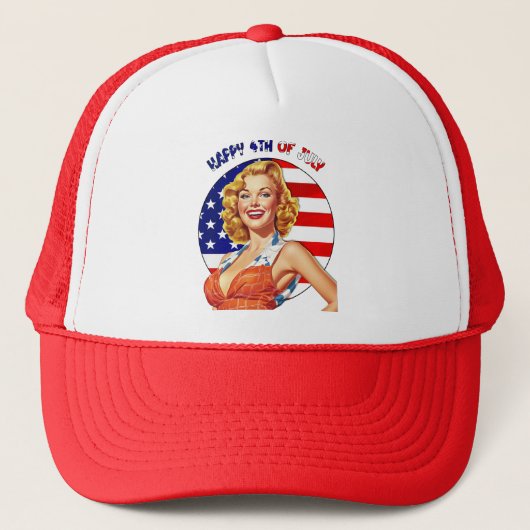 Amerikaanse Retro Pin-Up Girl Art Trucker Pet (Voorkant)