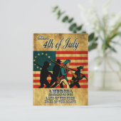 Amerikaanse Revolutie Soldaat Marching Flag Briefkaart (Staand voorkant)