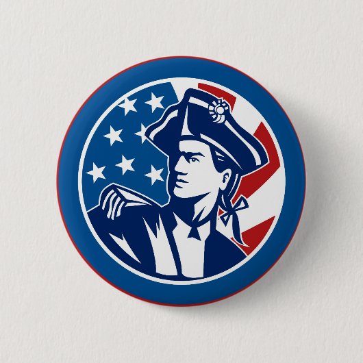 Amerikaanse revolutionair-generaal soldaat minuut ronde button 5,7 cm (Voorkant)