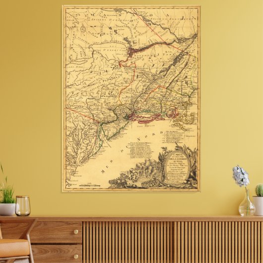 Amerikaanse Revolutionaire Oorlogskaart van J.B El Canvas Afdruk (Insitu (Woonkamer))