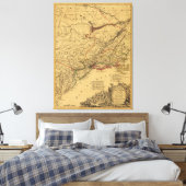 Amerikaanse Revolutionaire Oorlogskaart van J.B El Canvas Afdruk (Insitu (Slaapkamer))