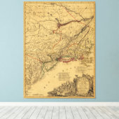 Amerikaanse Revolutionaire Oorlogskaart van J.B El Canvas Afdruk (Insitu (Houten vloer))