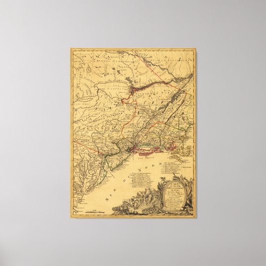 Amerikaanse Revolutionaire Oorlogskaart van J.B El Canvas Afdruk (Voorkant)