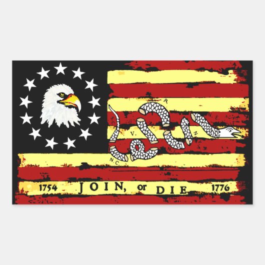 Amerikaanse revolutionaire vlag! rechthoekige sticker (Voorkant)