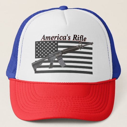 Amerikaanse riffle USA Flag Favorite Rifle MSR AR1 Trucker Pet (Voorkant)