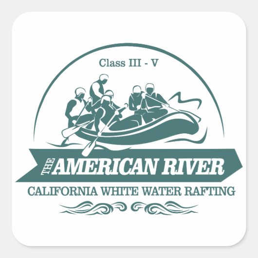 Amerikaanse rivier Rafting Vierkante Sticker (Voorkant)