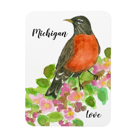 Amerikaanse Robin Apple Blossom Michigan Love Magneet (Verticaal)