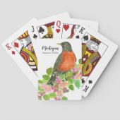 Amerikaanse Robin Bird Apple Blossom Waterverf Pokerkaarten (Achterkant)