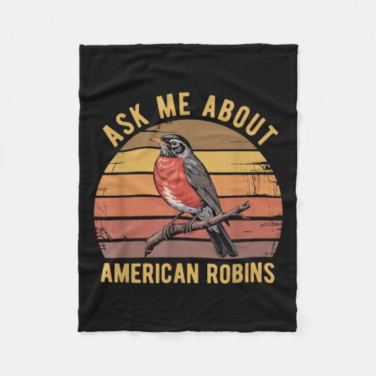 Amerikaanse Robin Bird Kijken Lover Retro S Fleece Deken (Voorkant)