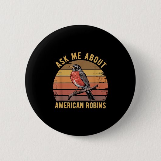 Amerikaanse Robin Bird Kijken Lover Retro S Ronde Button 5,7 Cm (Voorkant)