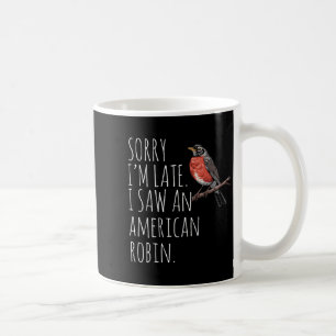 Amerikaanse Robin Bird Kijkt Liefhebber Grappig Sa Koffiemok