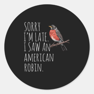 Amerikaanse Robin Bird Kijkt Liefhebber Grappig Sa Ronde Sticker