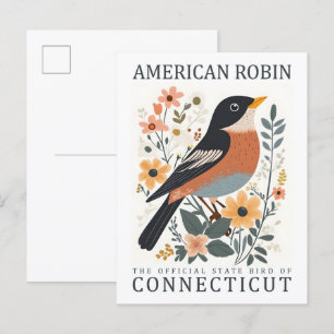 Amerikaanse Robin Bird van Connecticut Briefkaart