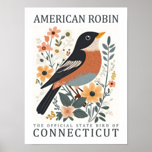 Amerikaanse Robin Bird van Connecticut Poster