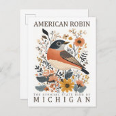 Amerikaanse Robin Bird van Michigan Verenigde Stat Briefkaart (Voorkant / Achterkant)