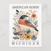 Amerikaanse Robin Bird van Michigan Verenigde Stat Briefkaart (Voorkant)