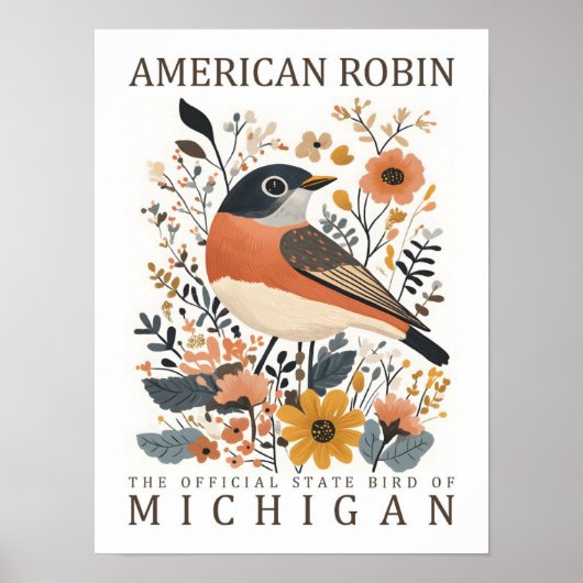 Amerikaanse Robin Bird van Michigan Verenigde Stat Poster (Voorkant)
