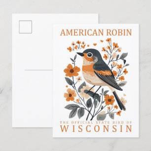 Amerikaanse Robin Bird van Wisconsin Briefkaart