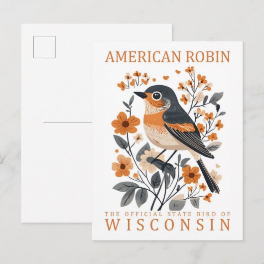 Amerikaanse Robin Bird van Wisconsin Briefkaart (Voorkant / Achterkant)