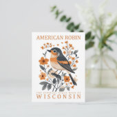 Amerikaanse Robin Bird van Wisconsin Briefkaart (Staand voorkant)
