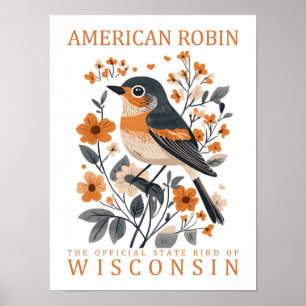 Amerikaanse Robin Bird van Wisconsin Poster