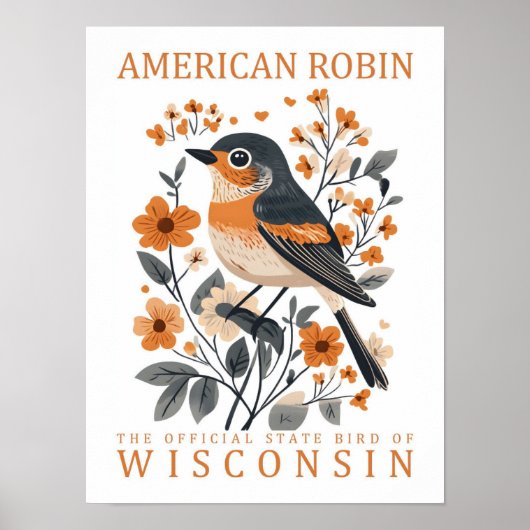 Amerikaanse Robin Bird van Wisconsin Poster (Voorkant)