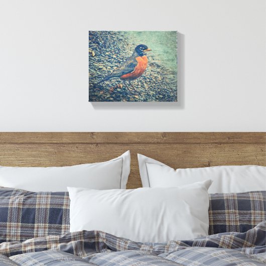 Amerikaanse Robin Bird Wrapped Canvas (Insitu (Slaapkamer))
