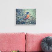 Amerikaanse Robin Bird Wrapped Canvas (Insitu (Woonkamer))