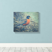 Amerikaanse Robin Bird Wrapped Canvas Afdruk (Insitu (Houten vloer))