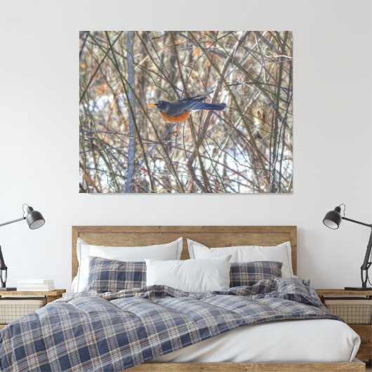 Amerikaanse Robin Canvas Afdruk (Insitu (Slaapkamer))