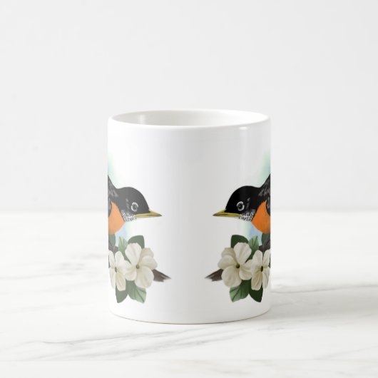 Amerikaanse Robin en Dogwood Flower Mok (Center)