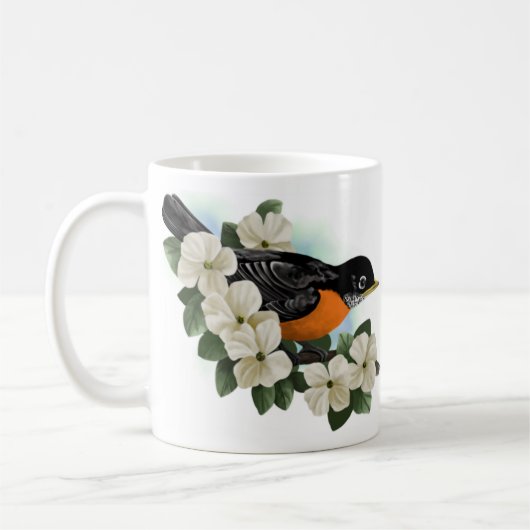Amerikaanse Robin en Dogwood Flower Mok (Links)