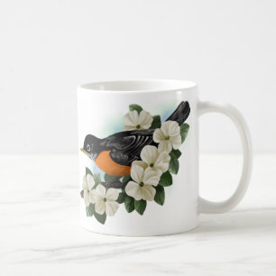 Amerikaanse Robin en Dogwood Flower Mok