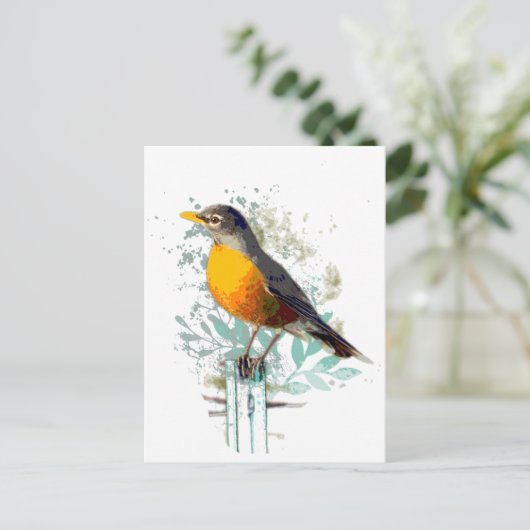 Amerikaanse Robin Garden Bird Natuur Art Briefkaart (Staand voorkant)
