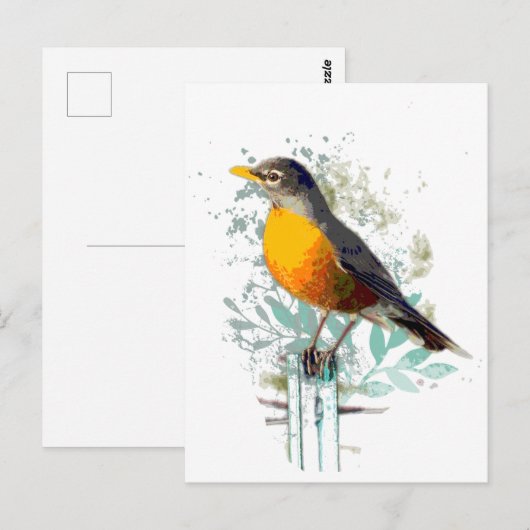 Amerikaanse Robin Garden Bird Natuur Art Briefkaart (Voorkant / Achterkant)