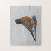 Amerikaanse Robin in de sneeuw Legpuzzel (Verticaal)