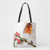 Amerikaanse Robin in de wintersneeuw Tote Bag (Voorkant)