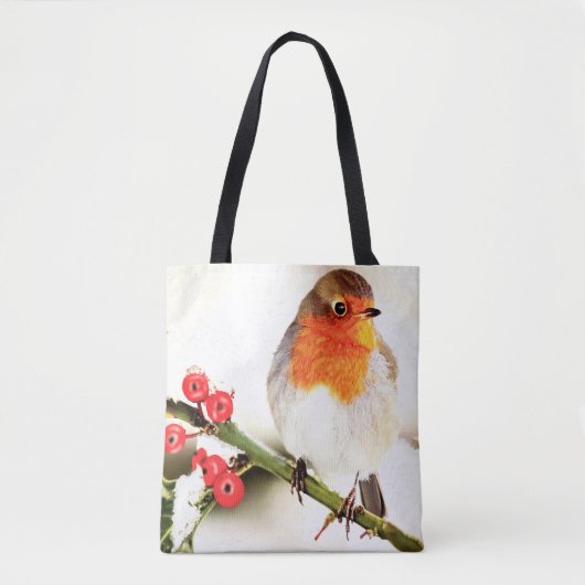 Amerikaanse Robin in de wintersneeuw Tote Bag (Voorkant)