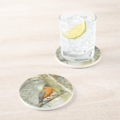 Amerikaanse Robin in een Abstracte boom-impression Zandsteen Onderzetter (Zijkant)
