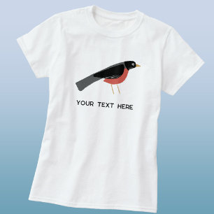 Amerikaanse Robin Kunst Aangepaste Tekst T-shirt