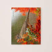 Amerikaanse Robin met een Pyracantha Pomme Legpuzzel (Verticaal)