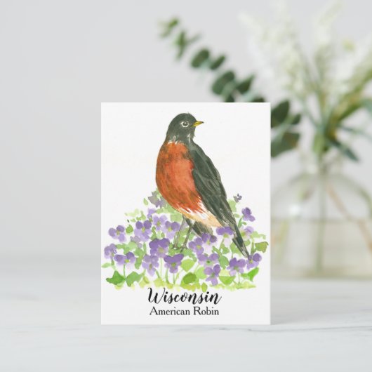 Amerikaanse Robin State Bird van Wisconsin Briefkaart (Staand voorkant)