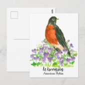 Amerikaanse Robin State Bird van Wisconsin Briefkaart (Voorkant / Achterkant)